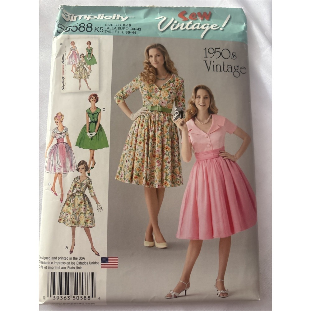 Simplicity S0588 1950s Vintage Pattern Sew Vintage K5 Sizes 8-16